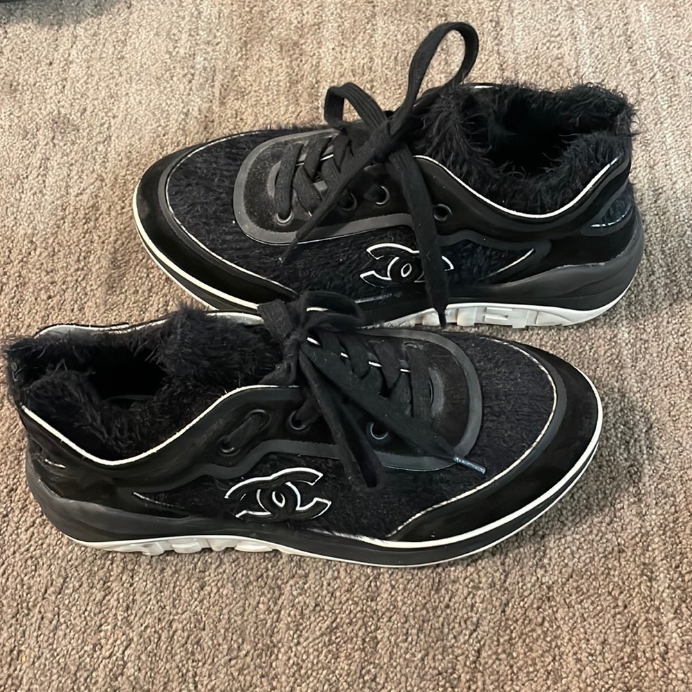 Chanel Faux Fur Trainer size 35.5/6